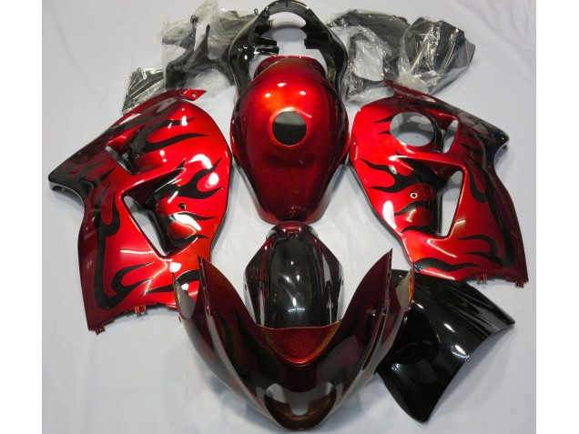 1997-2007 Red & Black Flame Suzuki GSXR 1300 Fairings for Sale
