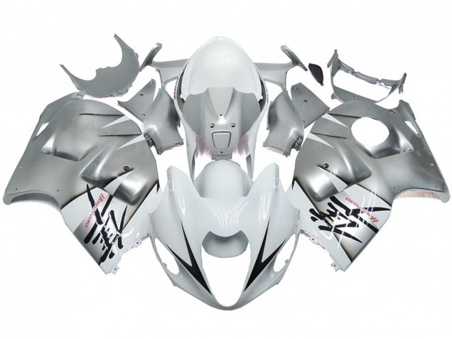 1997-2007 Silver and White Gloss OEM Style Suzuki GSXR 1300 Fairings for Sale 1997-2007 Silver and White Gloss OEM Style Suzuki GSXR 1300 Fairings for Sale