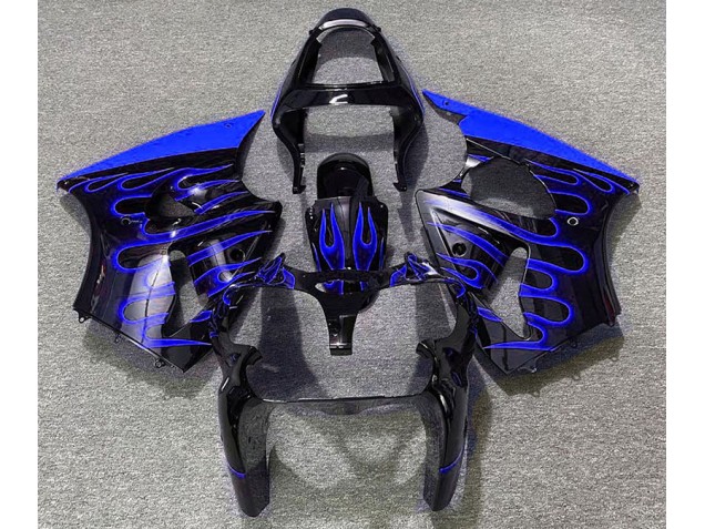 2000-2002 Gloss Black & Blue Flame Kawasaki ZX6R Fairings for Sale 2000-2002 Gloss Black & Blue Flame Kawasaki ZX6R Fairings for Sale