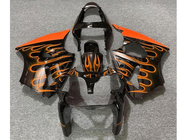 2000-2002 Gloss Black & Orange Flame Kawasaki ZX6R Fairings for Sale 2000-2002 Gloss Black & Orange Flame Kawasaki ZX6R Fairings for Sale