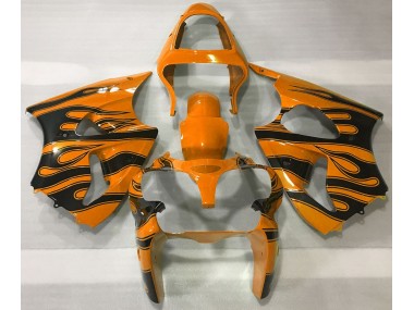 2000-2002 Orange & Black Flame Kawasaki ZX6R Fairings for Sale