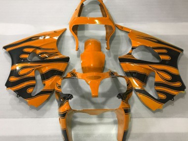 2000-2002 Orange & Black Flame Kawasaki ZX6R Fairings for Sale