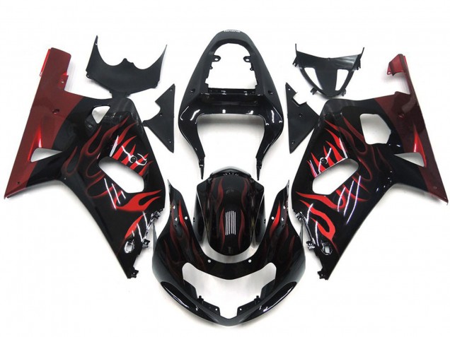 2001-2003 Vibrant Red Flame Suzuki GSXR 600-750 Fairings for Sale