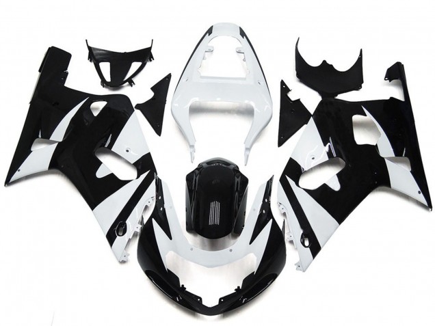 2001-2003 White and Black Style OEM Suzuki GSXR 600-750 Fairings for Sale
