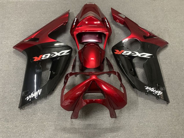 2003-2004 Gloss Red and Black Kawasaki ZX6R Fairings for Sale 2003-2004 Gloss Red and Black Kawasaki ZX6R Fairings for Sale