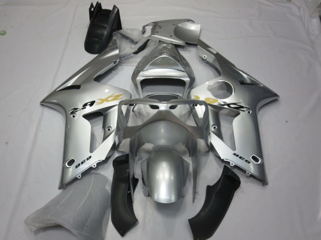 2003-2004 Silver OEM Style Kawasaki ZX6R Fairings for Sale 2003-2004 Silver OEM Style Kawasaki ZX6R Fairings for Sale
