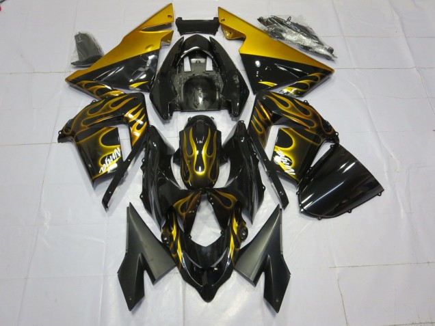 2004-2005 Gold Flame Kawasaki ZX10R Fairings for Sale