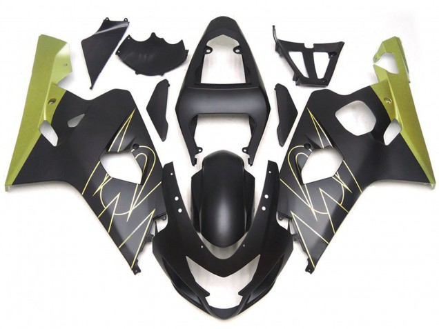 2004-2005 Matte Black and Gold Corona Custom Suzuki GSXR 600-750 Fairings for Sale