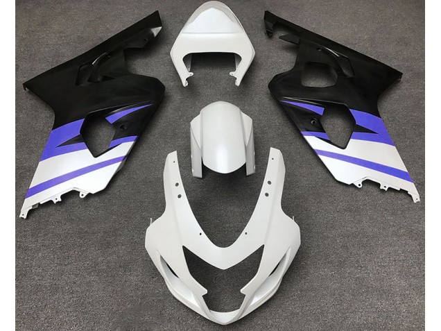 2004-2005 Matte White & Blue Suzuki GSXR 600-750 Fairings for Sale
