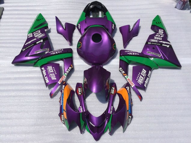 2004-2005 Purple and Green Trickstar Kawasaki ZX10R Fairings for Sale