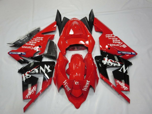 2004-2005 Red West Kawasaki ZX10R Fairings for Sale