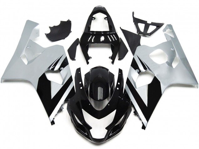 2004-2005 Silver and Black Gloss OEM Style Suzuki GSXR 600-750 Fairings for Sale