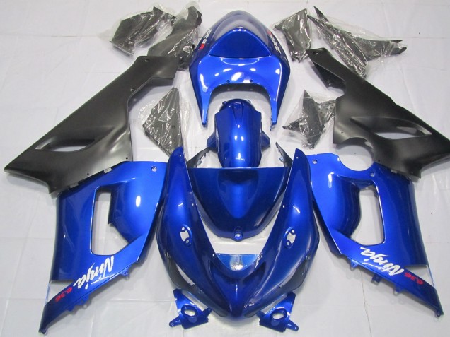 2005-2006 Blue and Black Kawasaki ZX6R Fairings for Sale