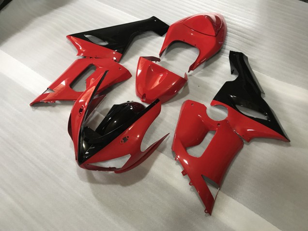 2005-2006 Custom Red and Black Kawasaki ZX6R Fairings for Sale
