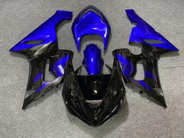 2005-2006 Gloss Black and Blue Kawasaki ZX6R Fairings for Sale