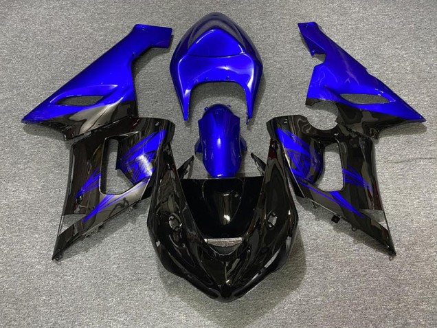 2005-2006 Gloss Black and Blue Kawasaki ZX6R Fairings for Sale 2005-2006 Gloss Black and Blue Kawasaki ZX6R Fairings for Sale