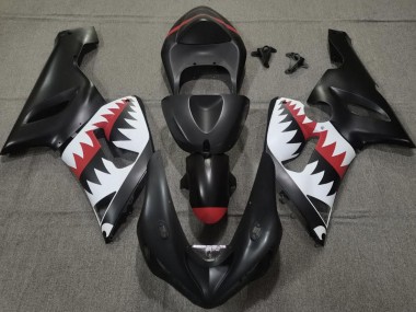 2005-2006 Matte Black Shark Kawasaki ZX6R Fairings for Sale