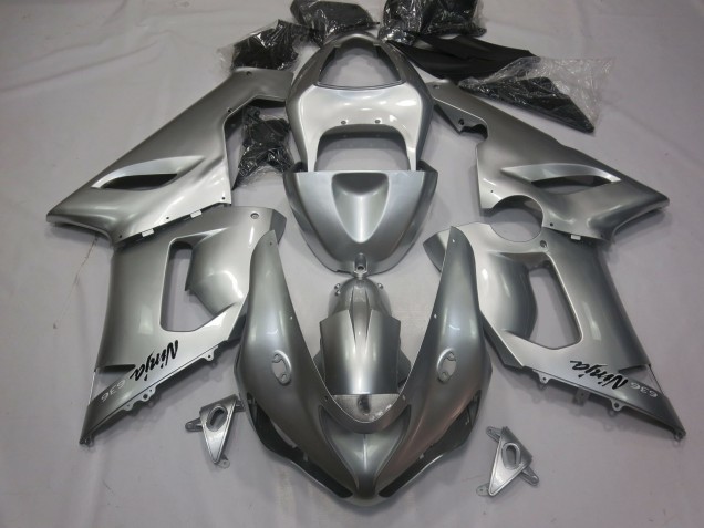 2005-2006 Silver Kawasaki ZX6R Fairings for Sale 2005-2006 Silver Kawasaki ZX6R Fairings for Sale