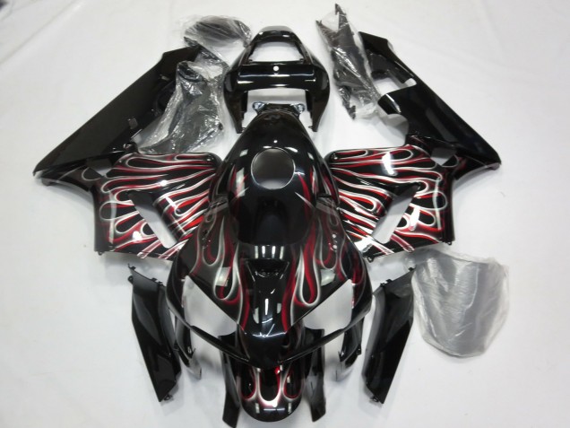 2005-2006 Silver and Red Flame Honda CBR600RR Fairings for Sale 2005-2006 Silver and Red Flame Honda CBR600RR Fairings for Sale
