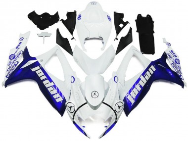 2006-2007 Blue and White Jordan Gloss Style Suzuki GSXR 600-750 Fairings for Sale