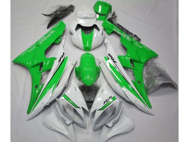 2006-2007 Gloss White and Green Yamaha R6 Fairings for Sale