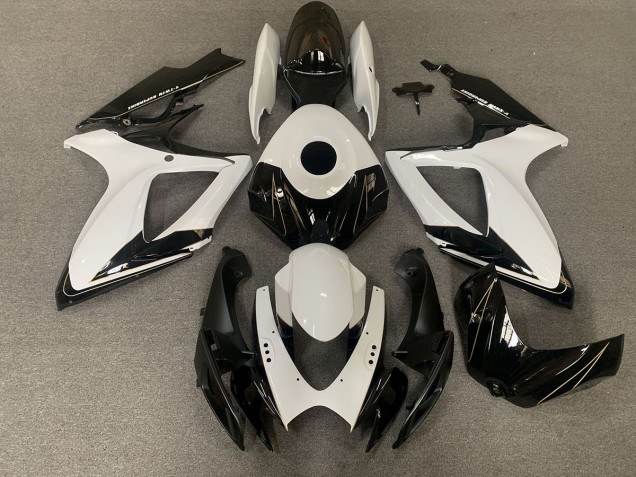 2006-2007 Matte Black and Gloss White Suzuki GSXR 600-750 Fairings for Sale 2006-2007 Matte Black and Gloss White Suzuki GSXR 600-750 Fairings for Sale