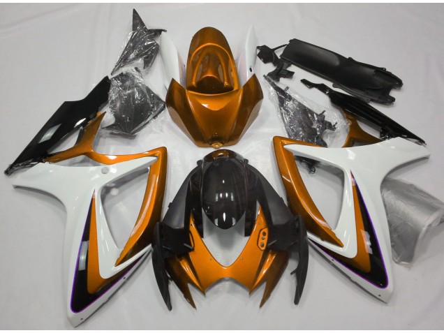 2006-2007 Orange & White Debadged Suzuki GSXR 600-750 Fairings for Sale