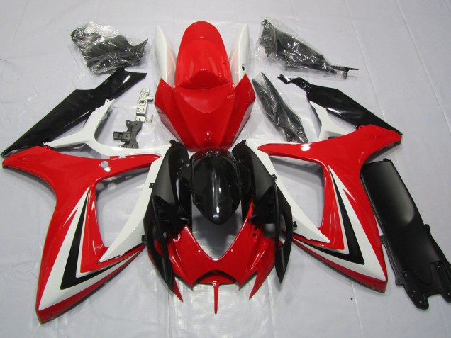 2006-2007 Red Black and White Suzuki GSXR 600-750 Fairings for Sale 2006-2007 Red Black and White Suzuki GSXR 600-750 Fairings for Sale