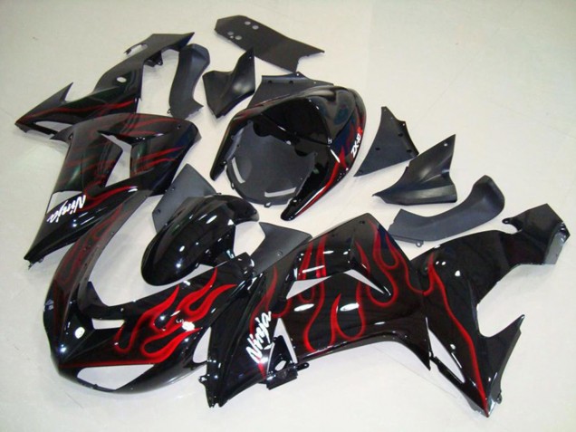 2006-2007 Red Flame Kawasaki ZX10R Fairings for Sale 2006-2007 Red Flame Kawasaki ZX10R Fairings for Sale