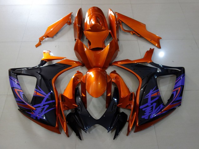 2006-2007 Vibrant Orange & Gloss Black Suzuki GSXR 600-750 Fairings for Sale