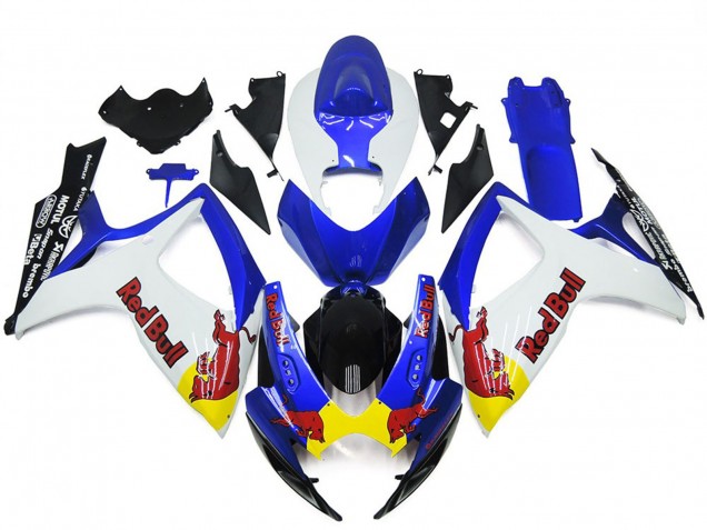 2006-2007 White and Blue Red Bull Custom Suzuki GSXR 600-750 Fairings for Sale 2006-2007 White and Blue Red Bull Custom Suzuki GSXR 600-750 Fairings for Sale