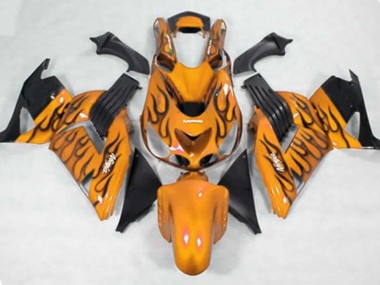 2006-2011 Yellow Black Flame Kawasaki ZX14R Fairings for Sale