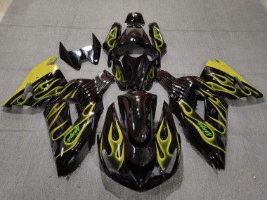 2006-2011 Yellow Flame Kawasaki ZX14R Fairings for Sale