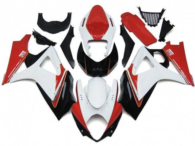 2007-2008 Custom Red and White with Black Suzuki GSXR 1000 Fairings for Sale 2007-2008 Custom Red and White with Black Suzuki GSXR 1000 Fairings for Sale
