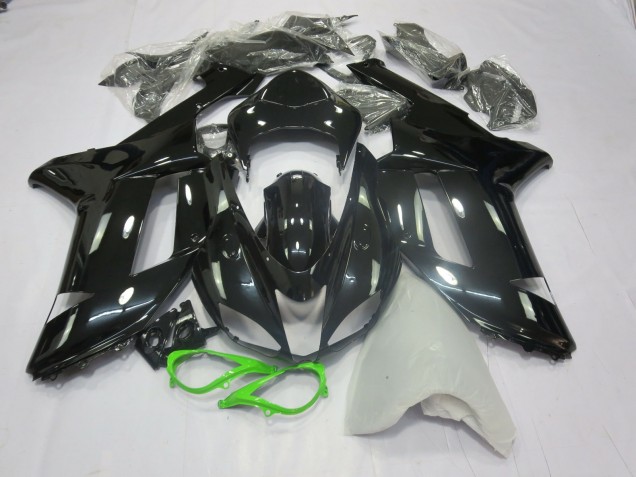 2007-2008 Gloss Black Green Kawasaki ZX6R Fairings for Sale 2007-2008 Gloss Black Green Kawasaki ZX6R Fairings for Sale