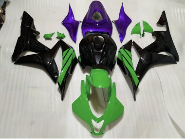 2007-2008 Gloss Black & Green and Purple Accents Honda CBR600RR Fairings for Sale