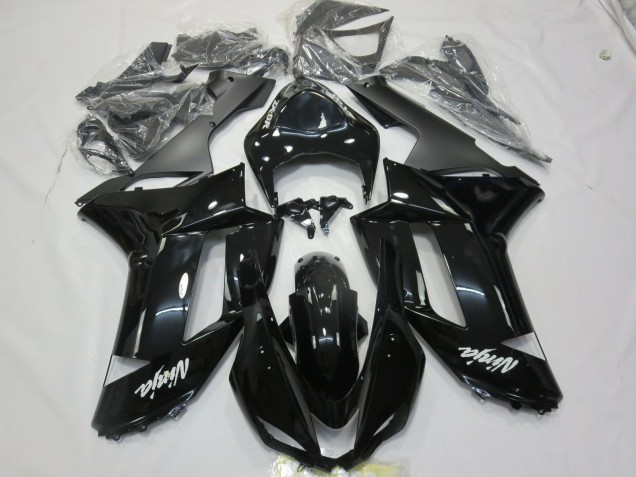 2007-2008 Gloss Black white decal Kawasaki ZX6R Fairings for Sale 2007-2008 Gloss Black white decal Kawasaki ZX6R Fairings for Sale
