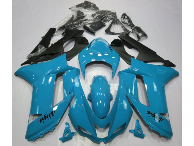 2007-2008 Gloss Light Blue Kawasaki ZX6R Fairings for Sale 2007-2008 Gloss Light Blue Kawasaki ZX6R Fairings for Sale