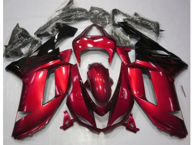 2007-2008 Gloss Red & Black Kawasaki ZX6R Fairings for Sale