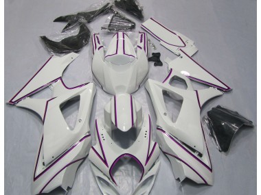 2007-2008 Gloss White Pink Pin Stripe Suzuki GSXR 1000 Fairings for Sale