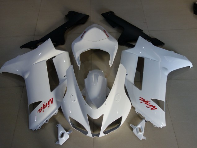 2007-2008 Gloss White & Red Kawasaki ZX6R Fairings for Sale 2007-2008 Gloss White & Red Kawasaki ZX6R Fairings for Sale