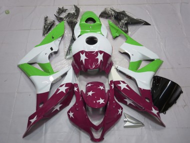 2007-2008 Green and Maroon Stars and Stripes Honda CBR600RR Fairings for Sale
