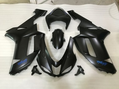 2007-2008 Matte Black & Blue Kawasaki ZX6R Fairings for Sale