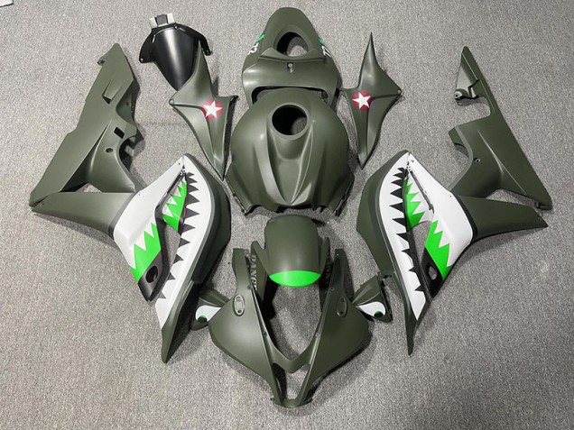 2007-2008 Matte Green & LightGreen Shark Honda CBR600RR Fairings for Sale 2007-2008 Matte Green & LightGreen Shark Honda CBR600RR Fairings for Sale