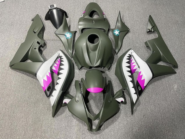 2007-2008 Matte Green & Pink Shark Honda CBR600RR Fairings for Sale 2007-2008 Matte Green & Pink Shark Honda CBR600RR Fairings for Sale