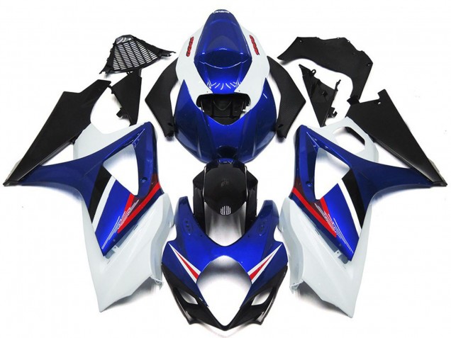 2007-2008 OEM Style Gloss Blue and White Red Suzuki GSXR 1000 Fairings for Sale 2007-2008 OEM Style Gloss Blue and White Red Suzuki GSXR 1000 Fairings for Sale