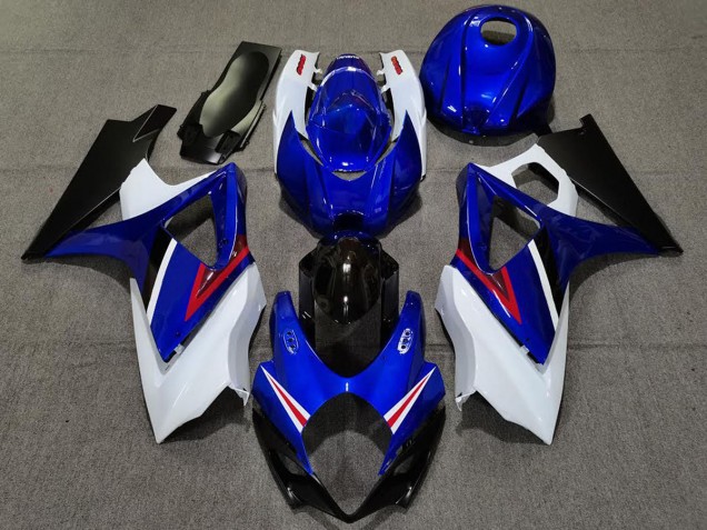 2007-2008 OEM Style Gloss Blue and White Suzuki GSXR 1000 Fairings for Sale 2007-2008 OEM Style Gloss Blue and White Suzuki GSXR 1000 Fairings for Sale