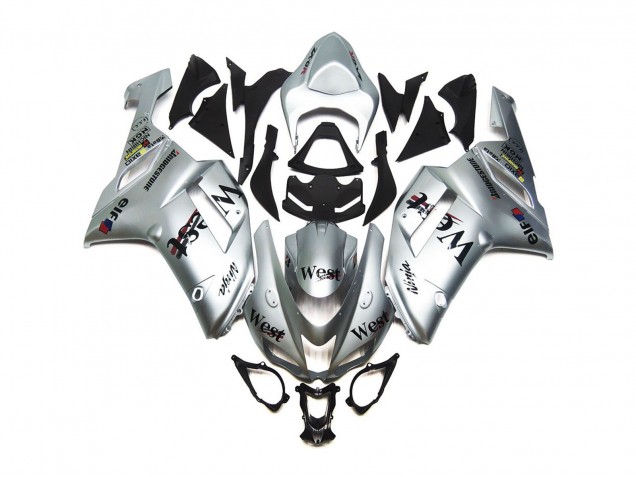 2007-2008 Silver West Gloss Kawasaki ZX6R Fairings for Sale