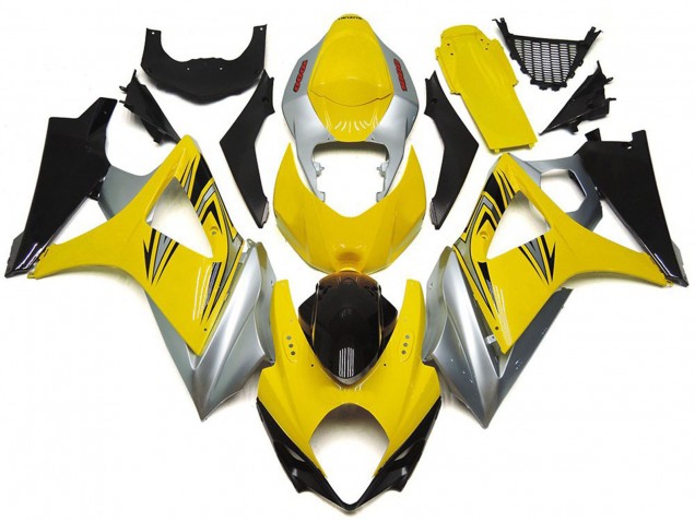 2007-2008 Yellow and Silver OEM Style Suzuki GSXR 1000 Fairings for Sale 2007-2008 Yellow and Silver OEM Style Suzuki GSXR 1000 Fairings for Sale