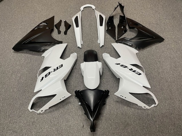 2007-2011 White Black Kawasaki Ninja 650R Fairings for Sale 2007-2011 White Black Kawasaki Ninja 650R Fairings for Sale